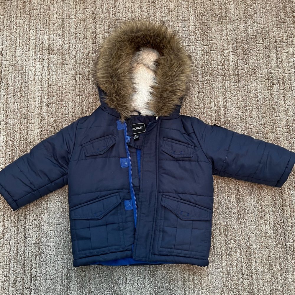 Kids Winter Coat. 18 Month Size. Navy.